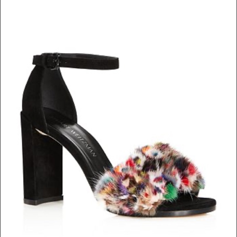 Stuart Weitzman Mink Fur Chunky Heels